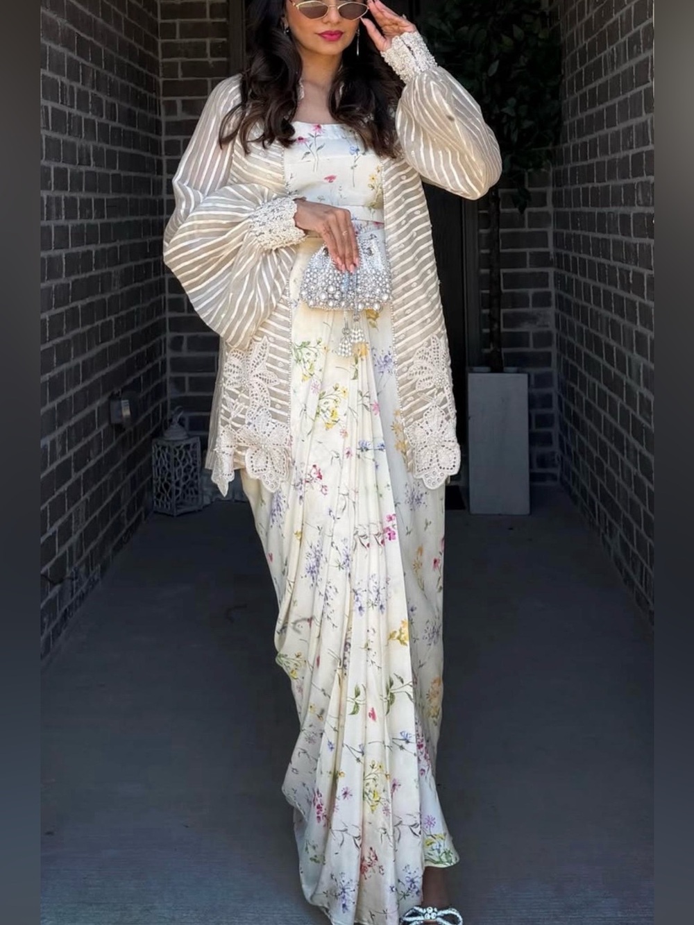 Farah Talib Aziz lace jacket with crepe skirt! Beautiful and dreamy outfit!